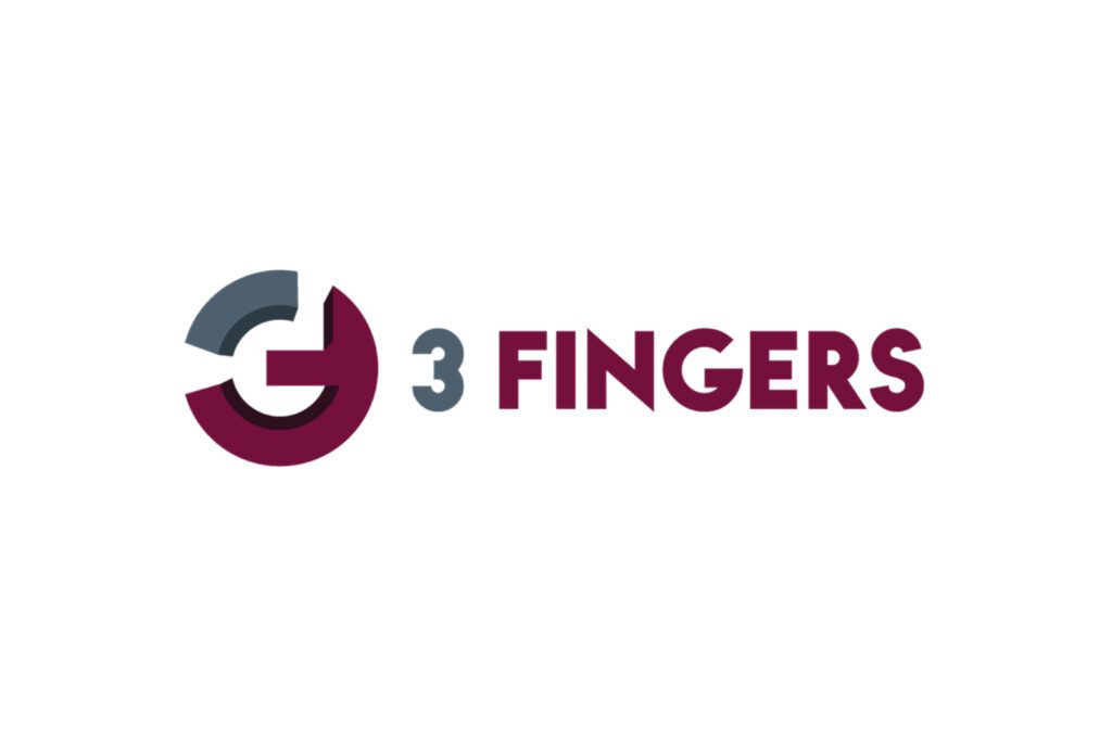 3 Fingers logo with modern circular icon design representing sourcing and trading business brand