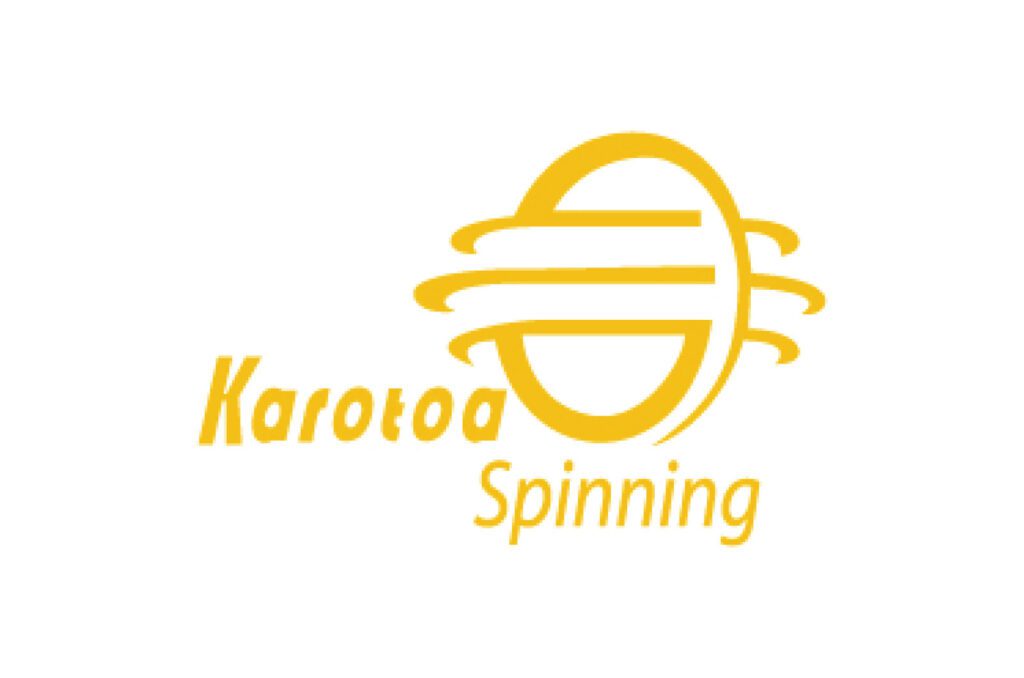 Karotoa Spinning logo with abstract circular textile icon and yellow minimalist branding design