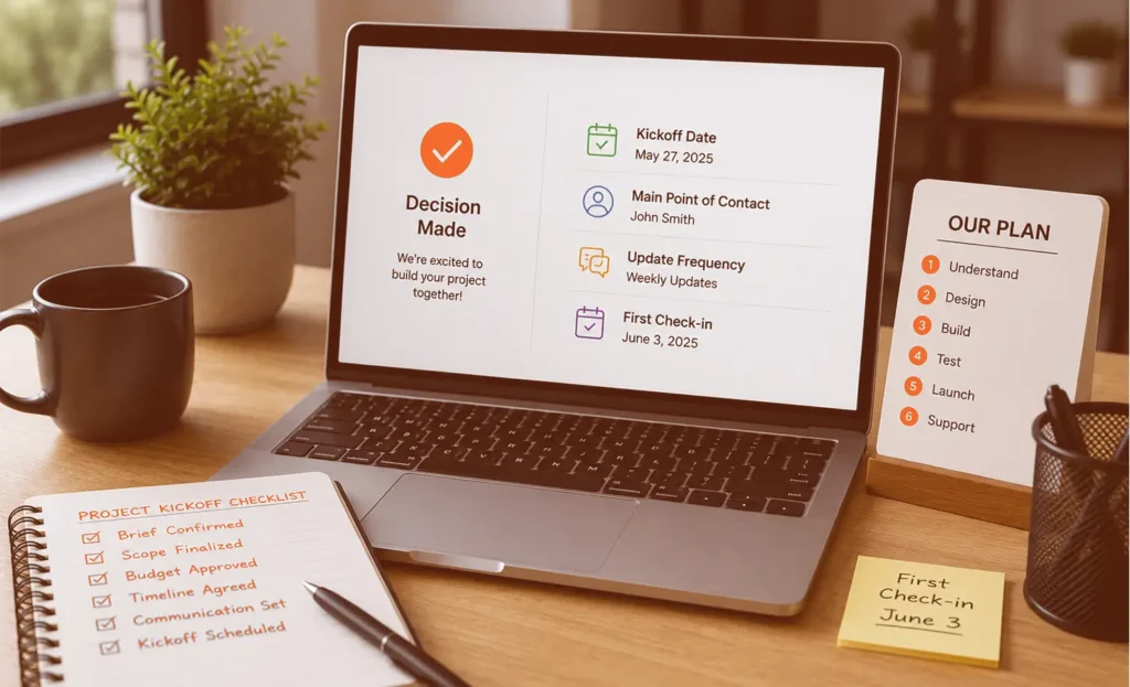 wordpress website project kickoff checklist with client approval project timeline communication plan and launch process